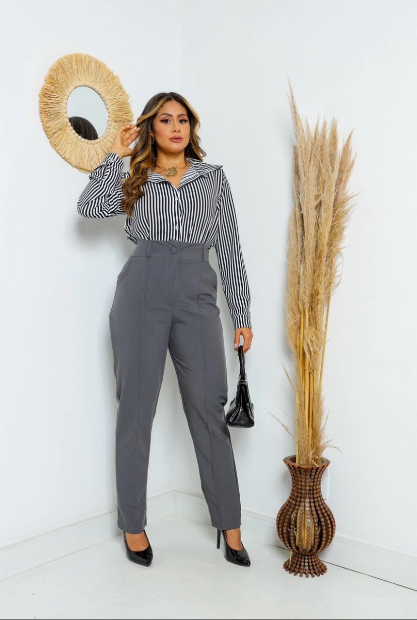 1962 Calça estilo Zara skinny e wide leg pantalona botão - Imagem 25