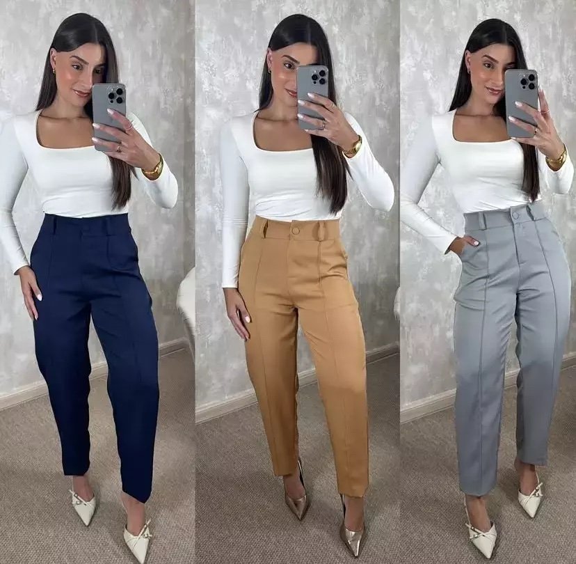 1962 Calça estilo Zara skinny e wide leg pantalona botão - Imagem 26