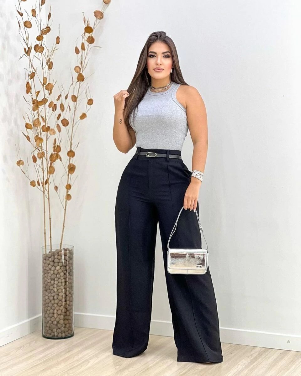 1962 Calça estilo Zara skinny e wide leg pantalona botão - Imagem 28