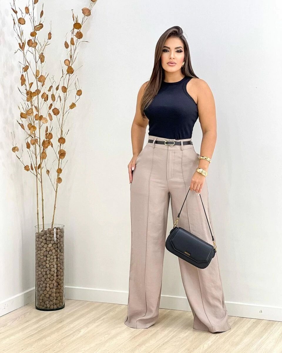 1962 Calça estilo Zara skinny e wide leg pantalona botão - Imagem 29