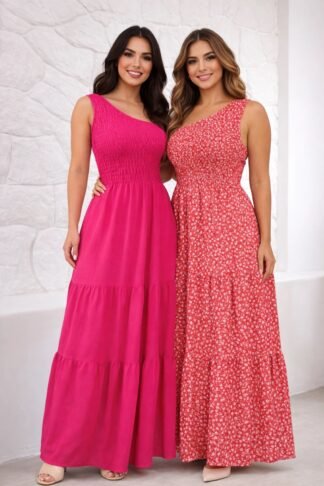 1350 Vestido longo mula manca busto lastex 3 marias liso floral