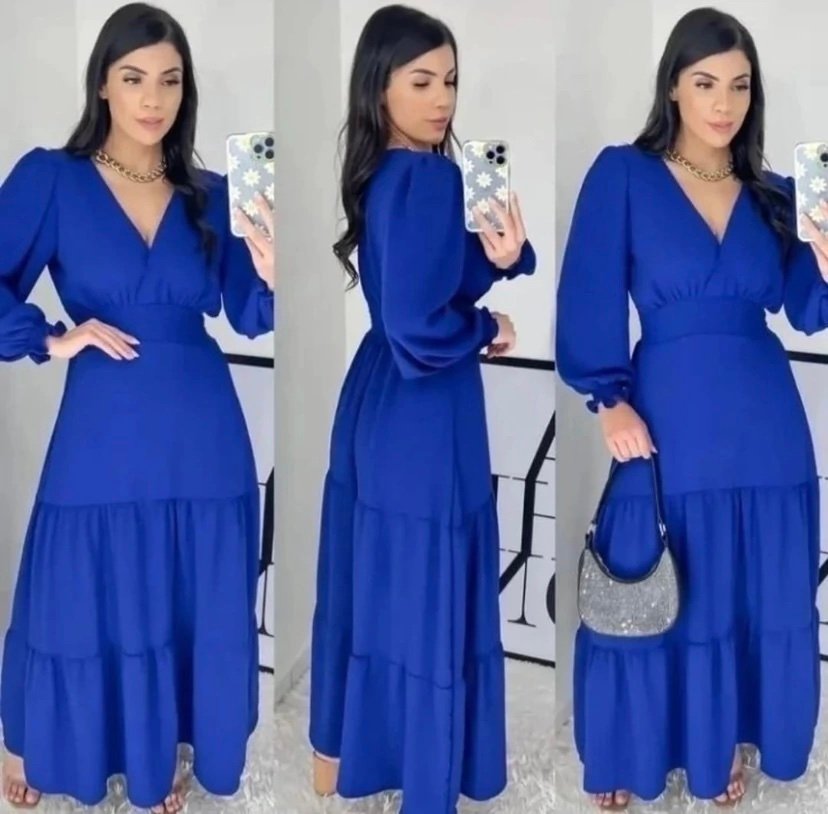 1423 Vestido Isabela longo manga curta e longa bufante princesa - Imagem 8