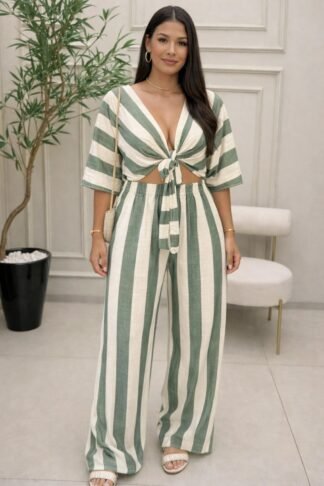 1459  Conjunto Priscila cropped multi formas e calça pantalona