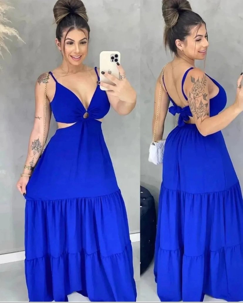1794 Vestido Ludi alça fina longo decote argola - Imagem 3