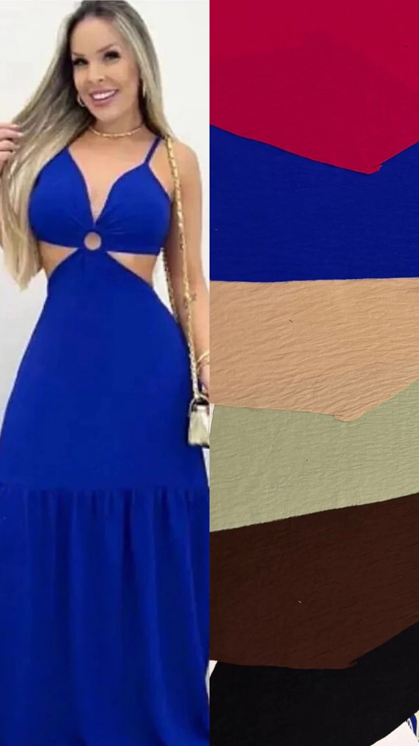 1794 Vestido Ludi alça fina longo decote argola - Imagem 9