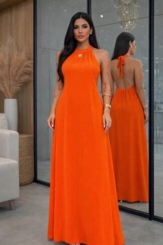 2630 Vestido His longo gola alta costa nua