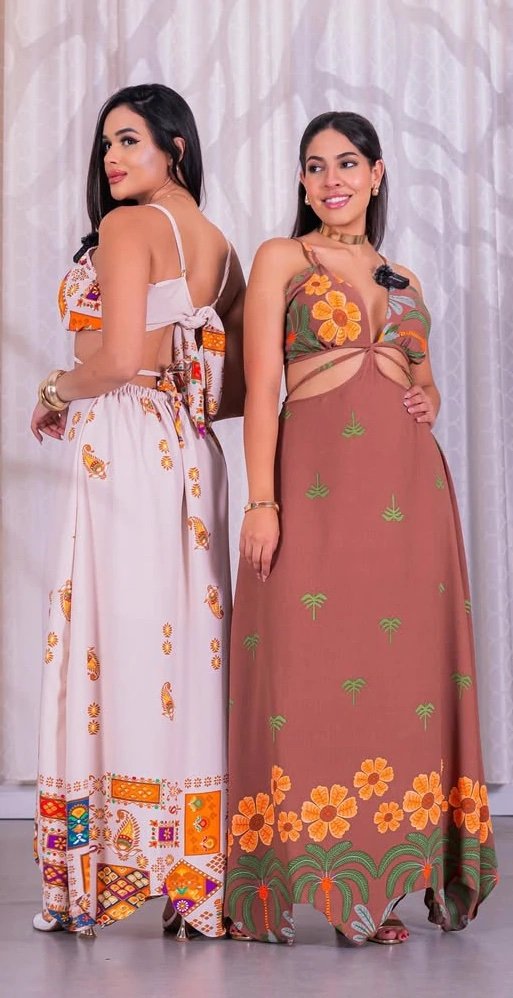 1778 Vestido Leo longo tiras com amarração nas costas - Imagem 7