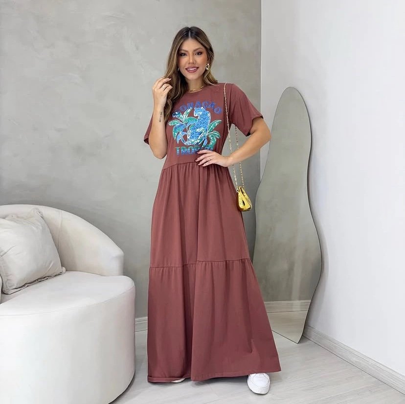 2062 Max Vestido Flávia longo manga curta - Imagem 4