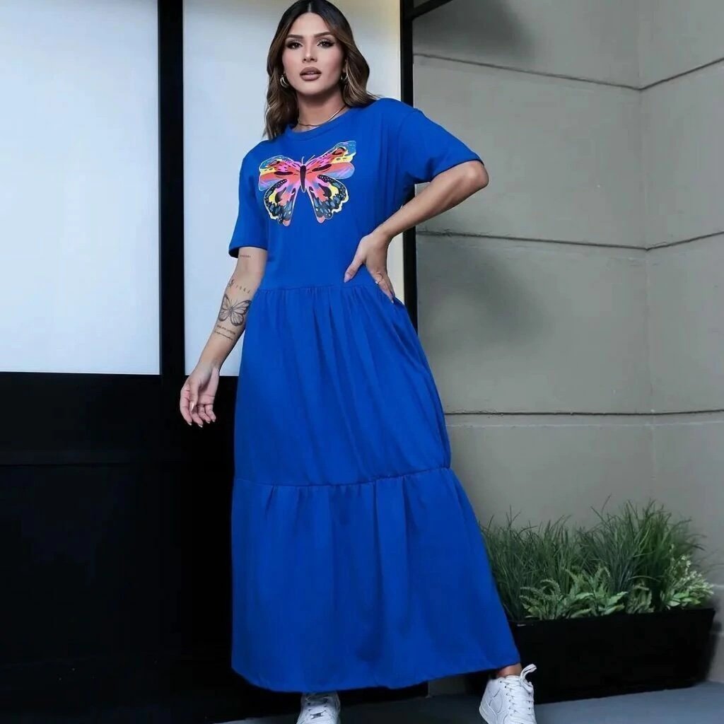 2062 Max Vestido Flávia longo manga curta - Imagem 7