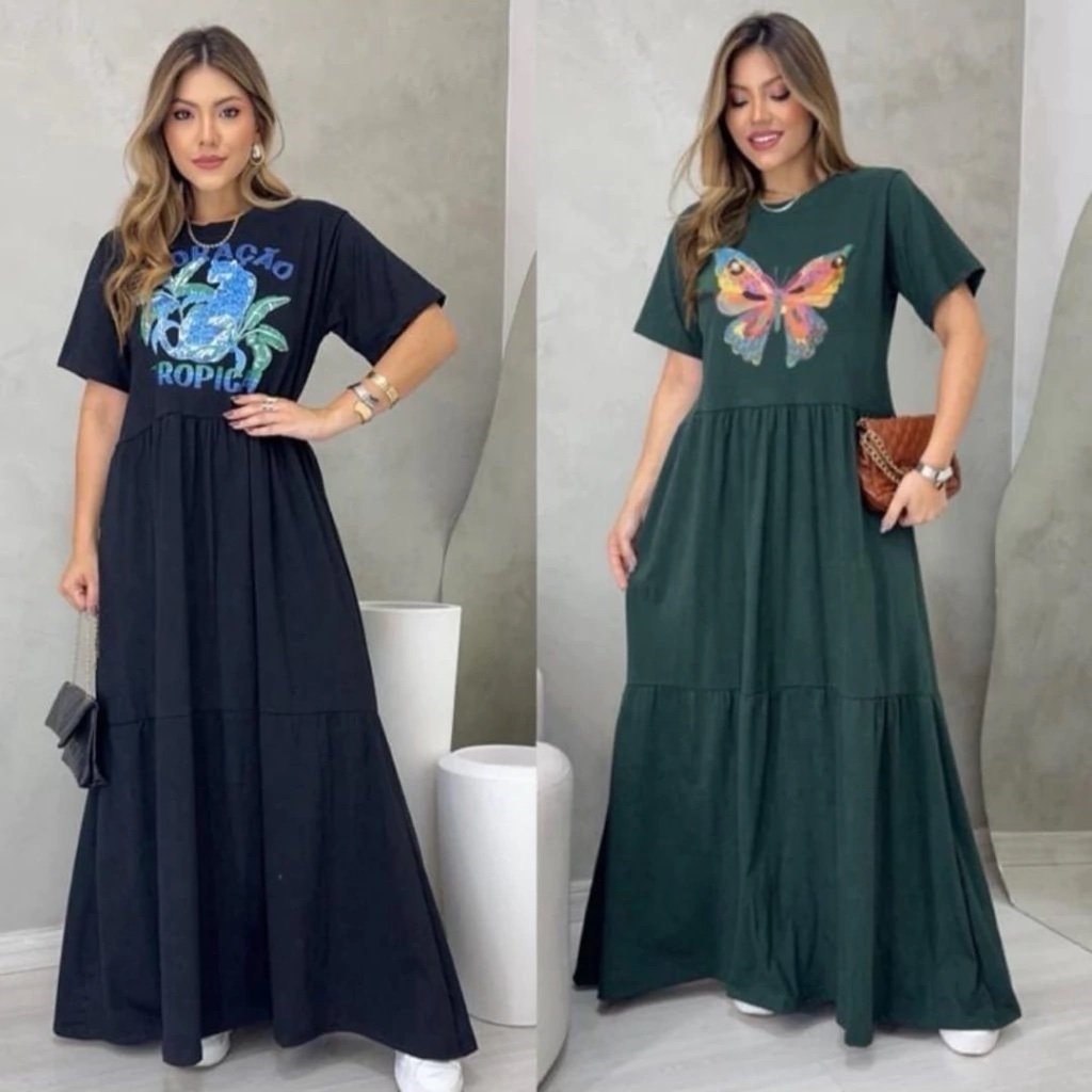 2062 Max Vestido Flávia longo manga curta - Imagem 9