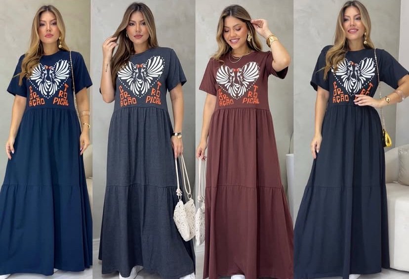 2062 Max Vestido Flávia longo manga curta - Imagem 3