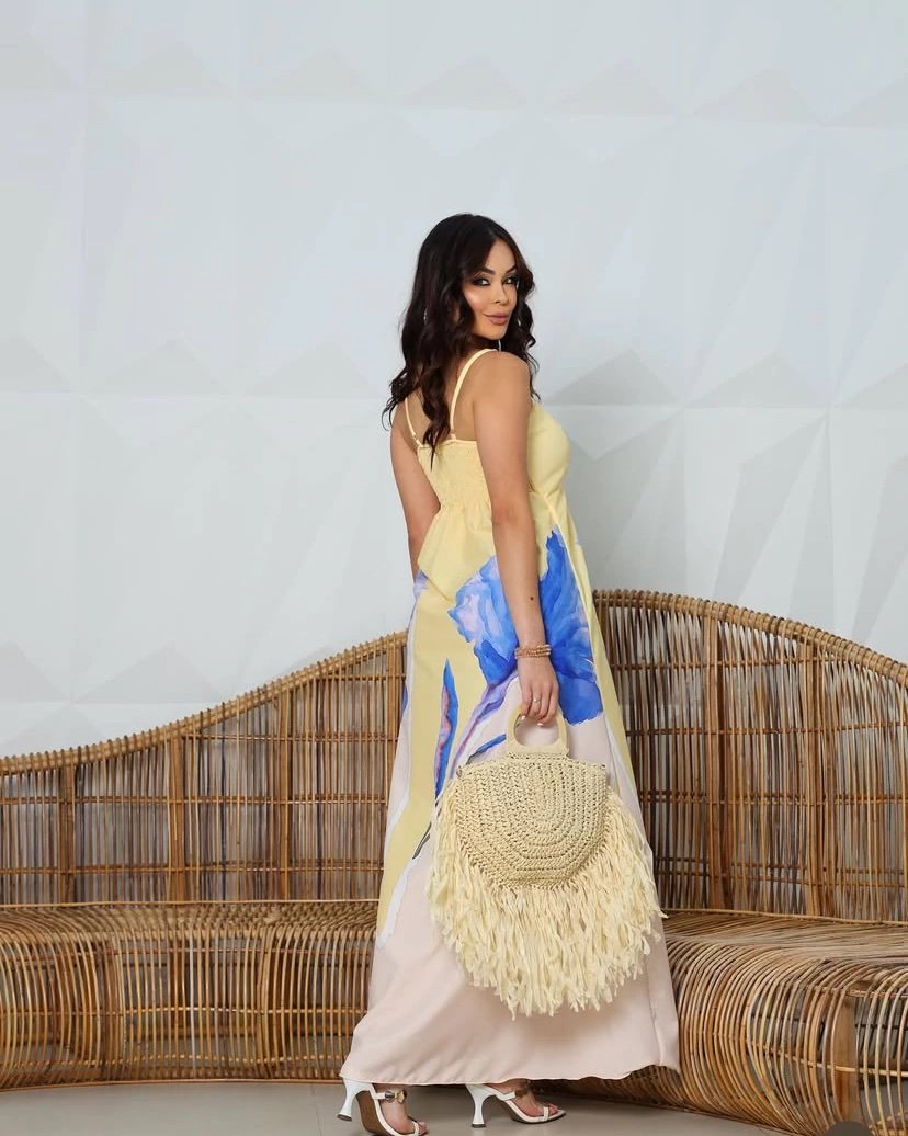 2932 Vestido Adriana longo regata alça fina decote fivela tulipa floral - Imagem 3
