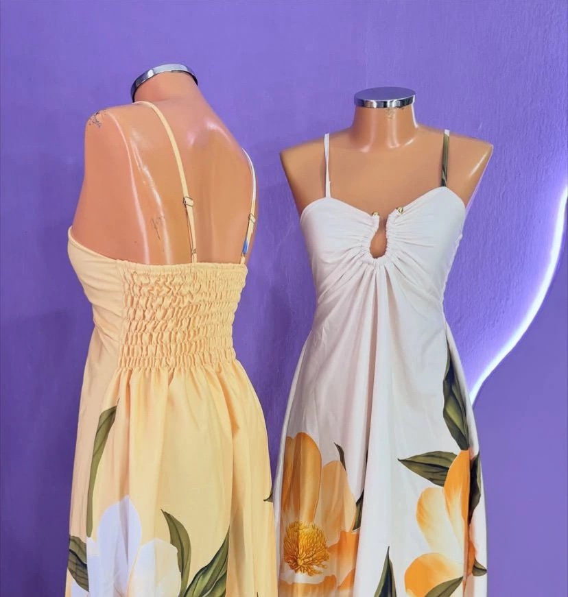 2932 Vestido Adriana longo regata alça fina decote fivela tulipa floral - Imagem 6