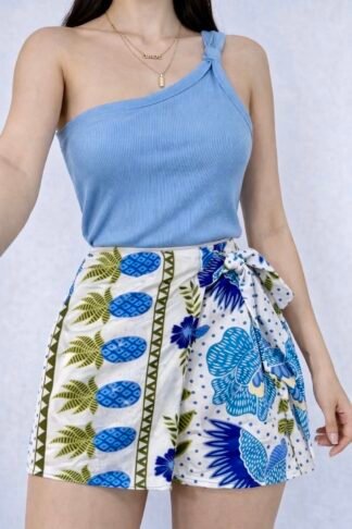 2696 Shorts saia Abet amarrar na lateral estilo Farm