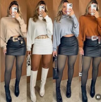 1636 Saia curta estilo Zara courino
