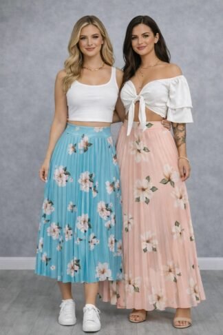 2750 Saia midi e longa plissada floral