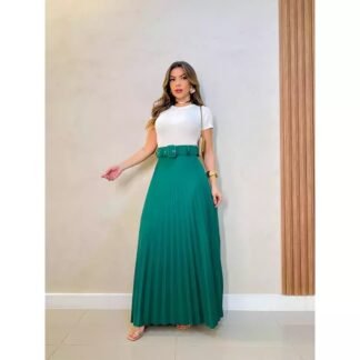 2748 Saia midi e longa com cinto encapado