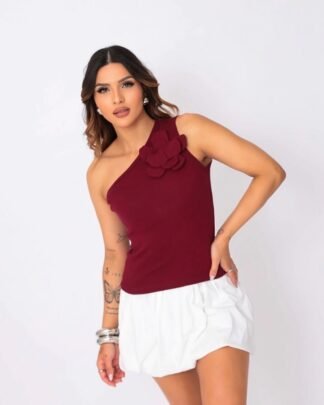 2525 Blusa regata mula manca flor laço