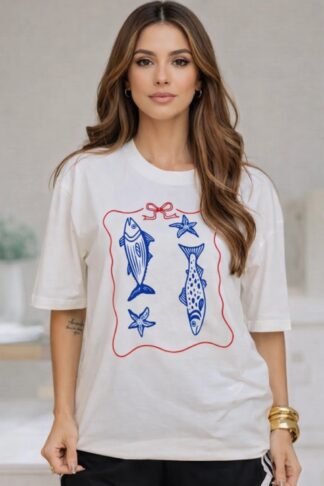 2173 Max T-shirt oversized estampa Sardinha