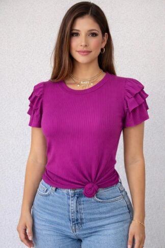 325 Blusa t-shirt manga curta babado 3 marias