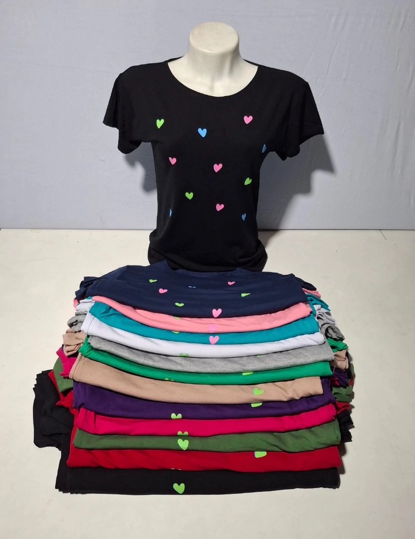 1649 Blusa t-shirt manga curta coração - Imagem 2