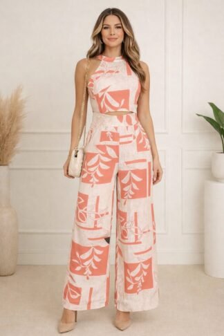2085 Macacão tropical regata gola pantalona