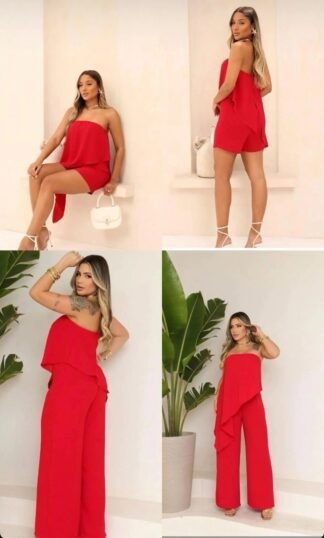 2841 Macacão macaquinhoMary tomara que caia assimétrico