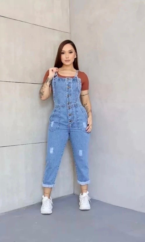 2468 Macacão Jardineira jeans - Imagem 5