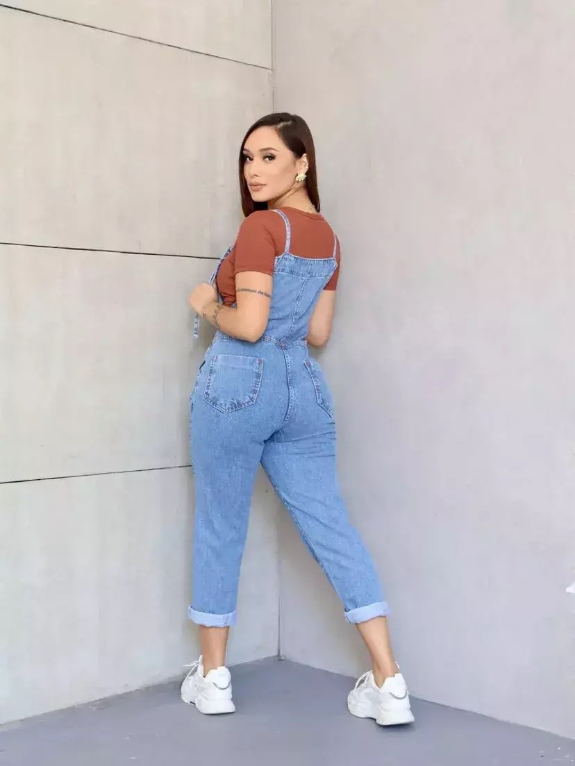 2468 Macacão Jardineira jeans - Imagem 6