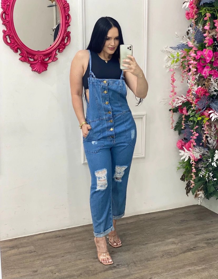 2468 Macacão Jardineira jeans - Imagem 7