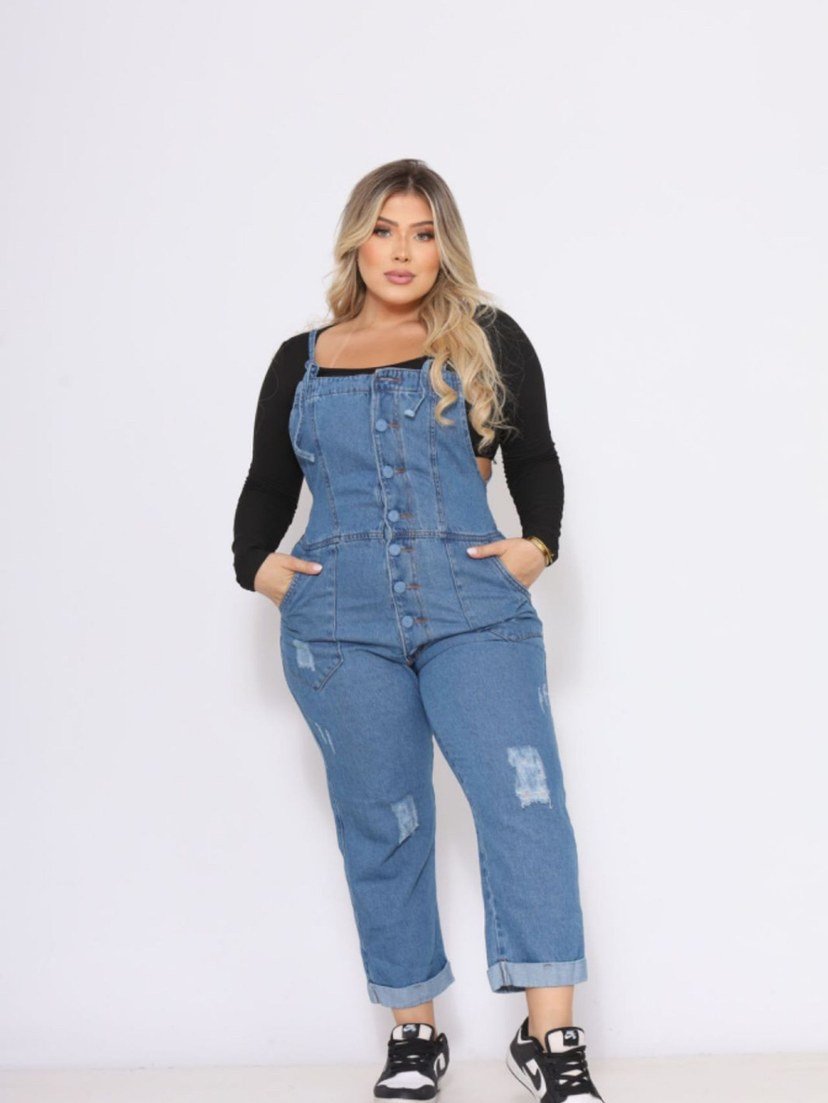 2468 Macacão Jardineira jeans - Imagem 8