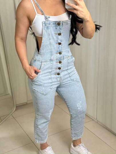 2468 Macacão Jardineira jeans - Imagem 3