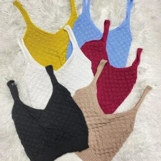 603 KIT 3 cropped escama regata alça tricô