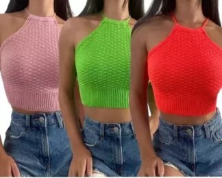 2436 KIT 3 cropped praiana frente única