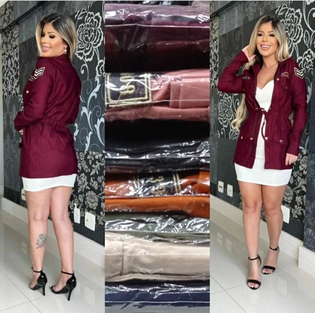 1593 Jaqueta estilo parka Beli max army bordado com regulagem - Imagem 3