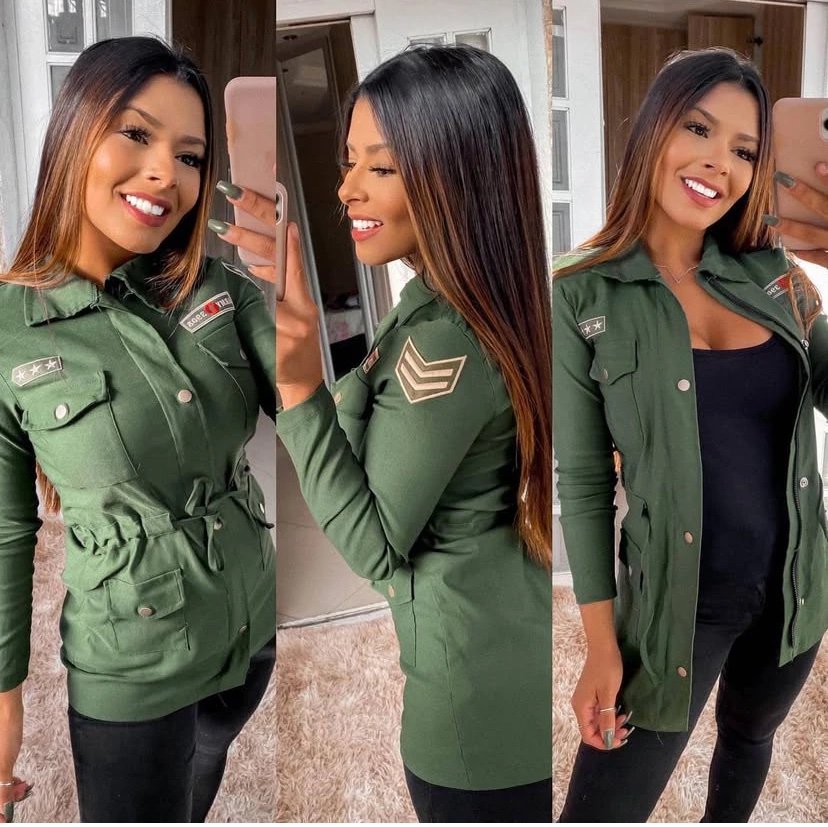 1593 Jaqueta estilo parka Beli max army bordado com regulagem - Imagem 2