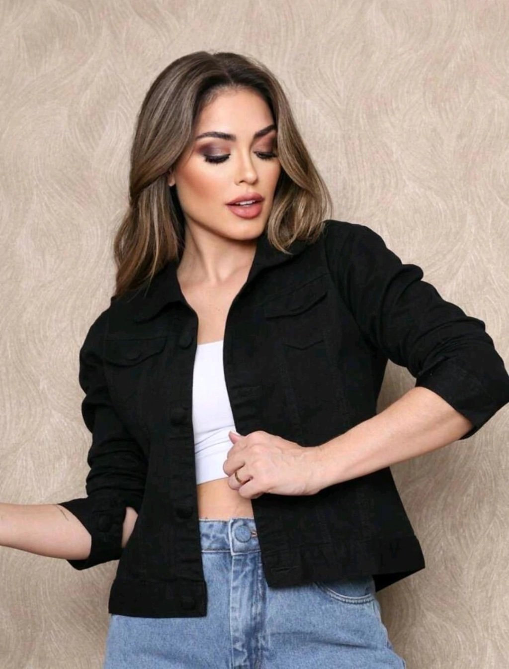 1953 Jaqueta jeans botão encapado - Imagem 4