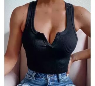 2448 Cropped Sara regata alça grossa decote V