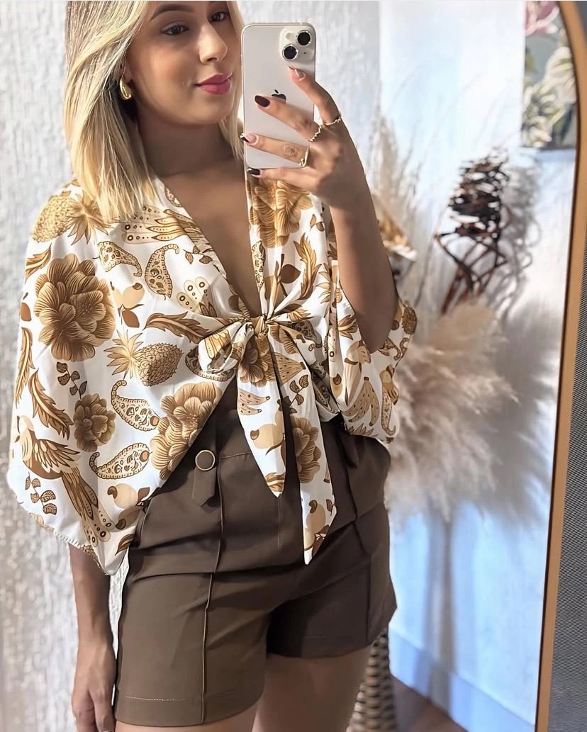 2681 Cropped nika manga 3/4 morcego multi formas estilo Farm - Imagem 2