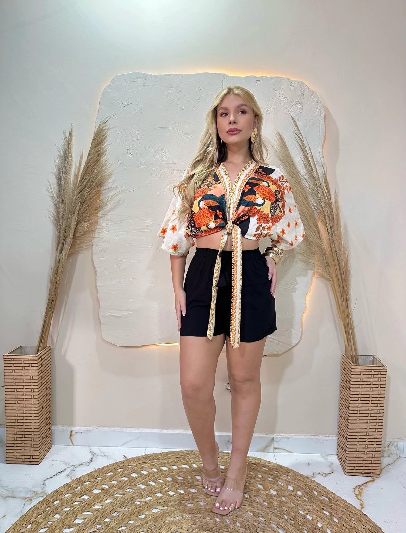 2681 Cropped nika manga 3/4 morcego multi formas estilo Farm - Imagem 5