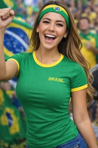2194 Blusa T-shirt bicolor manga curta bordada Brasil