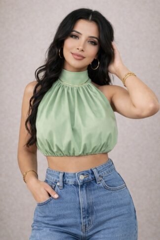 2620 Cropped gola alta drapeado