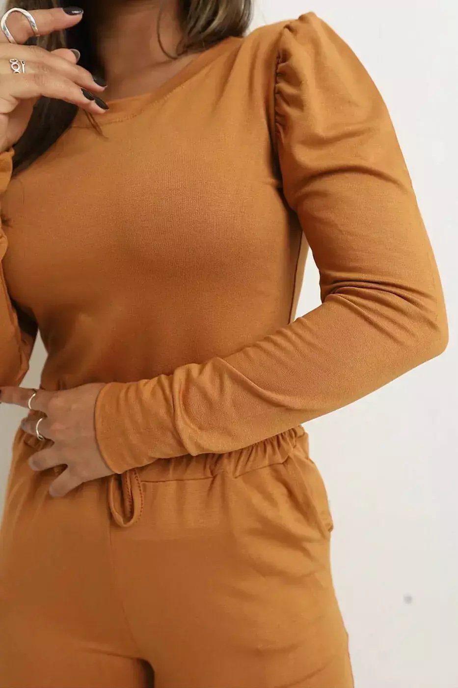 2104 Conjunto Gabriel blusa manga longa bufante princesa e calça jogger moletom - Imagem 6