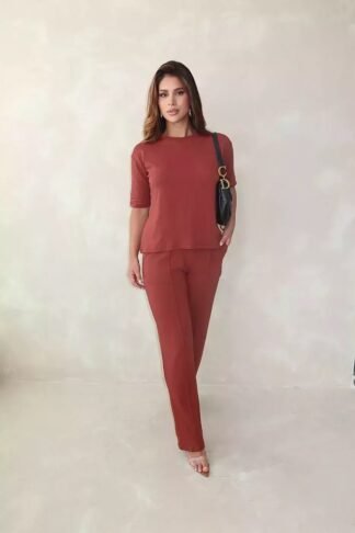 2104 Conjunto Gabriel blusa t-shirt manga curta e calça pantalona moletom