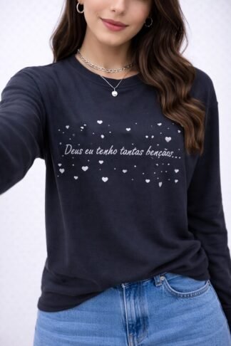 2209 Blusa Vidal manga longa estampada moletom