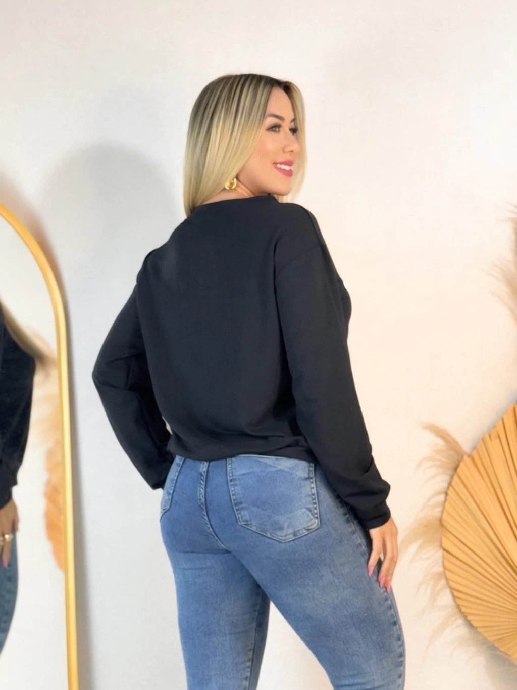 2209 Blusa Vidal manga longa estampada moletom - Imagem 5