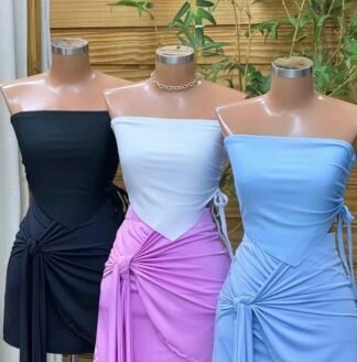 2609 Cropped tomara que caia assimétrico com regulagem