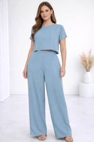 1479 Conjunto Shandy cropped blusa e calça pantalona