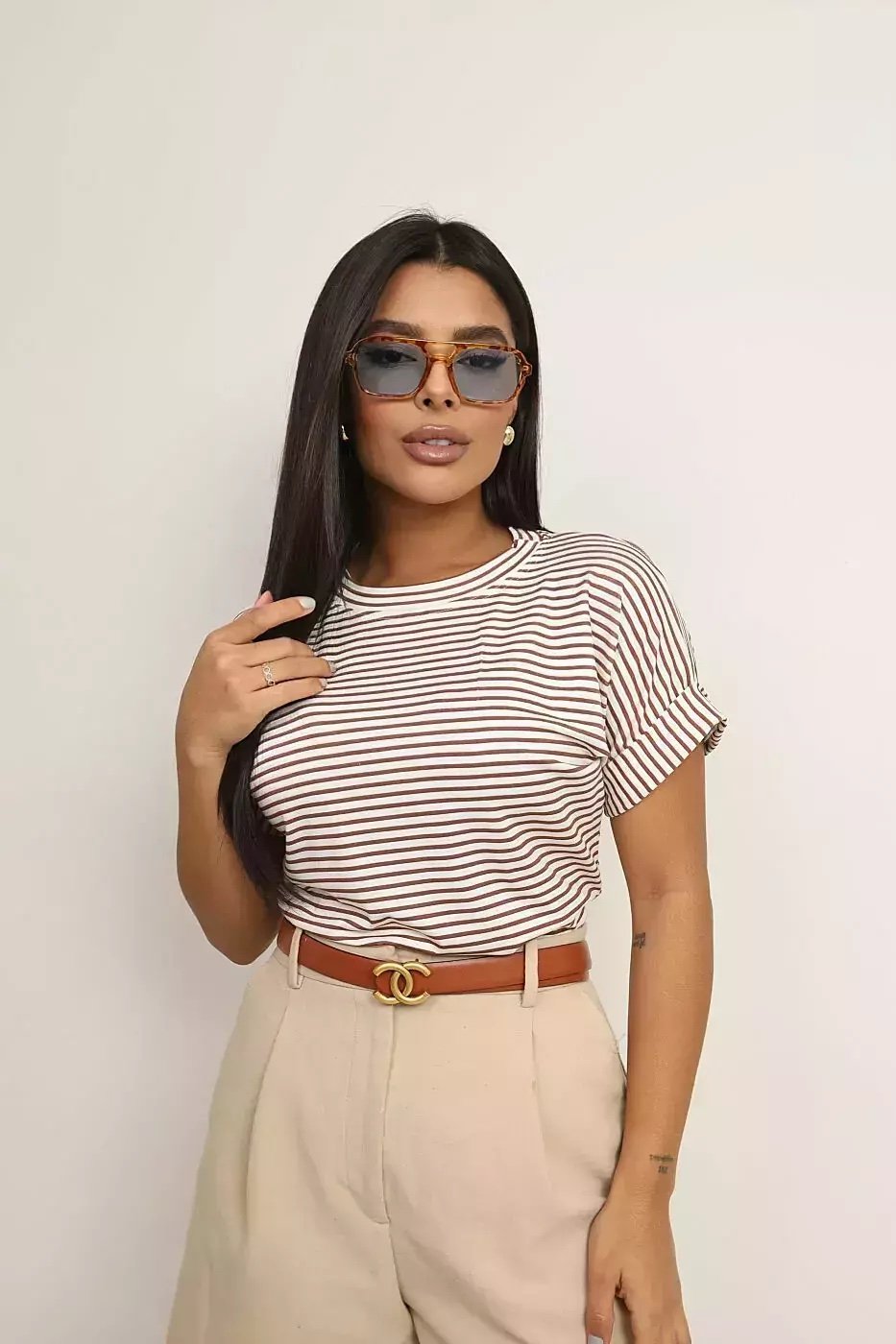 2261 Blusa t-shirt Gabriel manga curta dobrada japonesa - Imagem 8