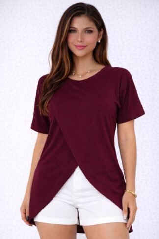 686 Blusa Marea mullet transpassada manga curta